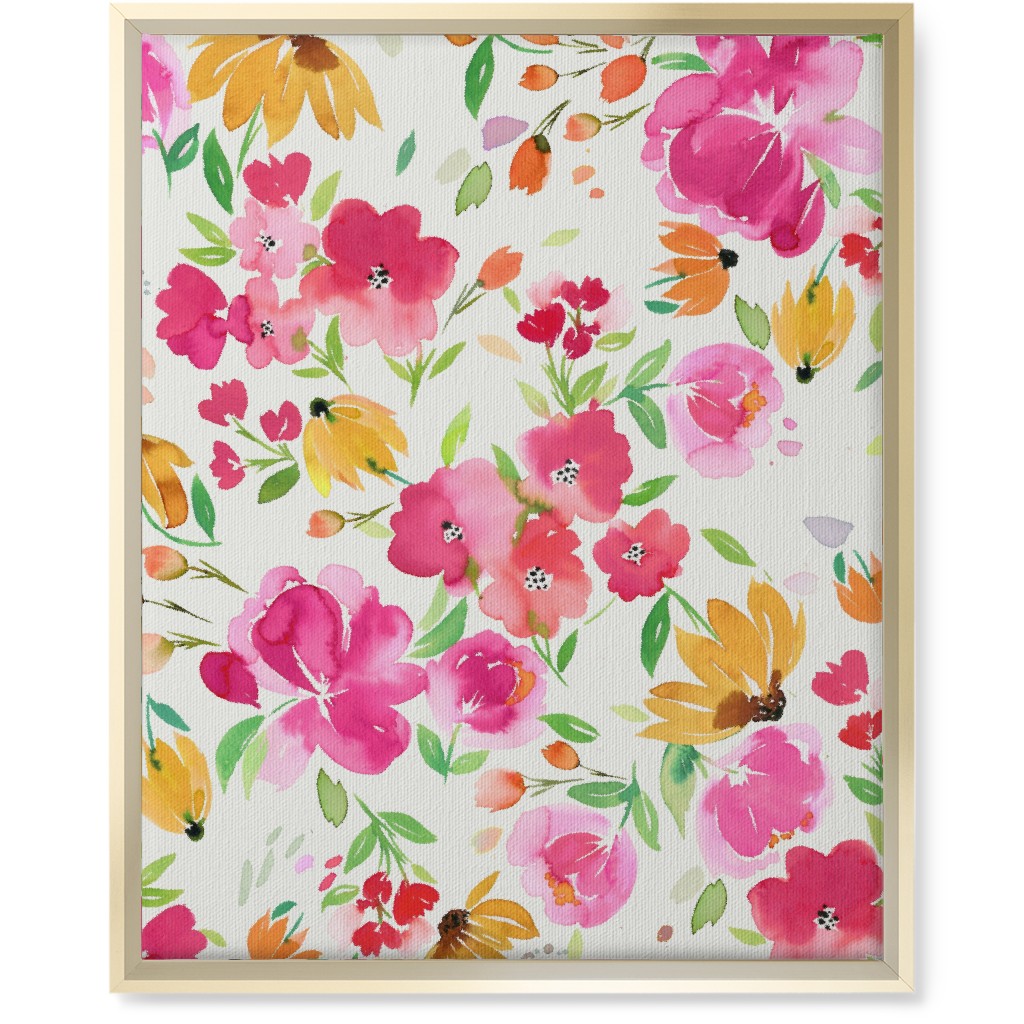 Smells Like Spring Wall Art, Gold, Single piece, Canvas, 16x20, Pink, Bright Pink