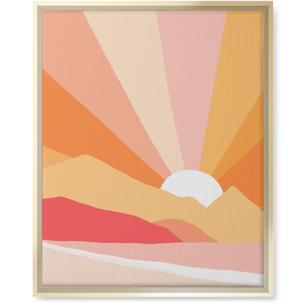 Retro Summer Coast - Warm Wall Art, Gold, Single piece, Canvas, 16x20, Multicolor