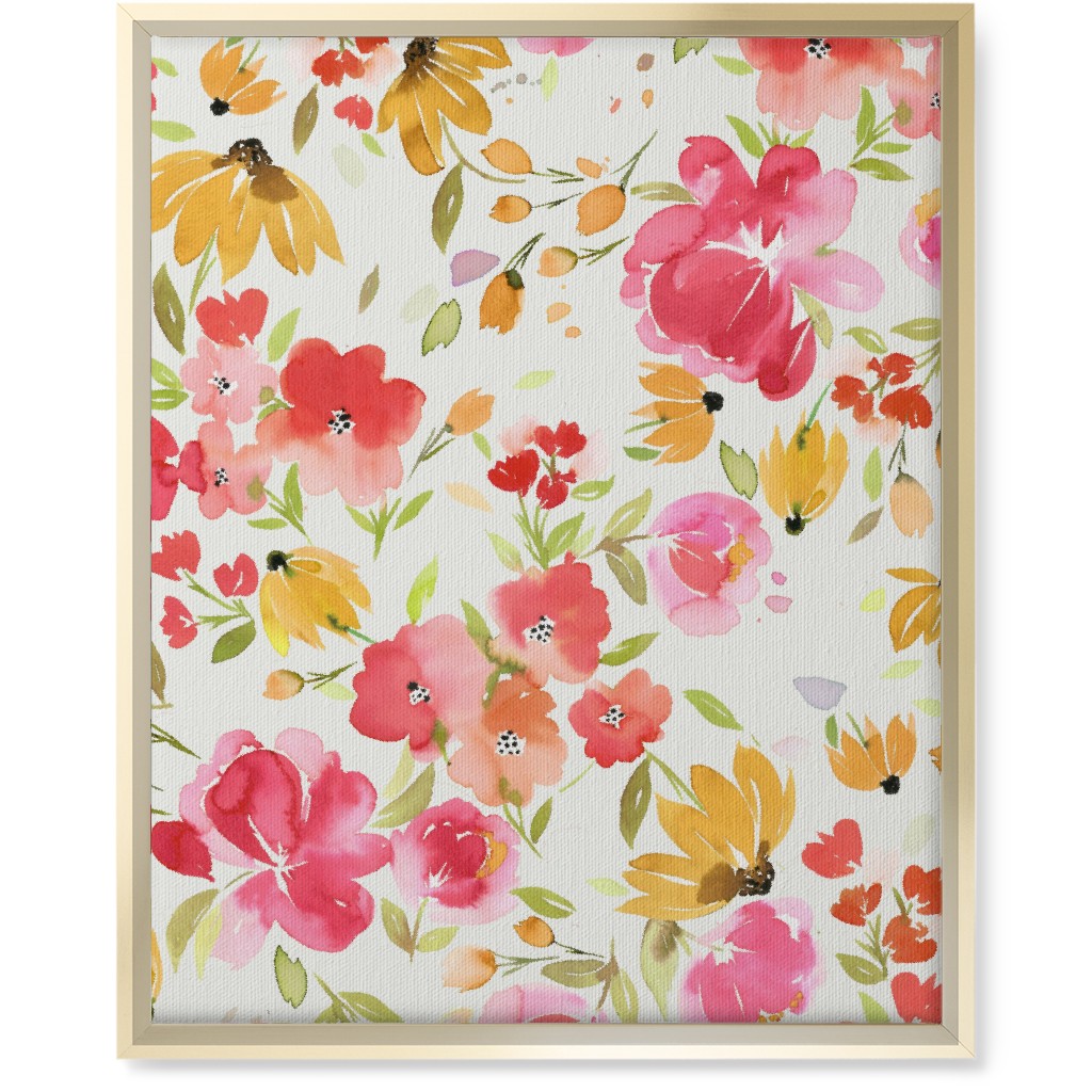 Smells Like Spring Wall Art, Gold, Single piece, Canvas, 16x20, Pink, Creamsicle