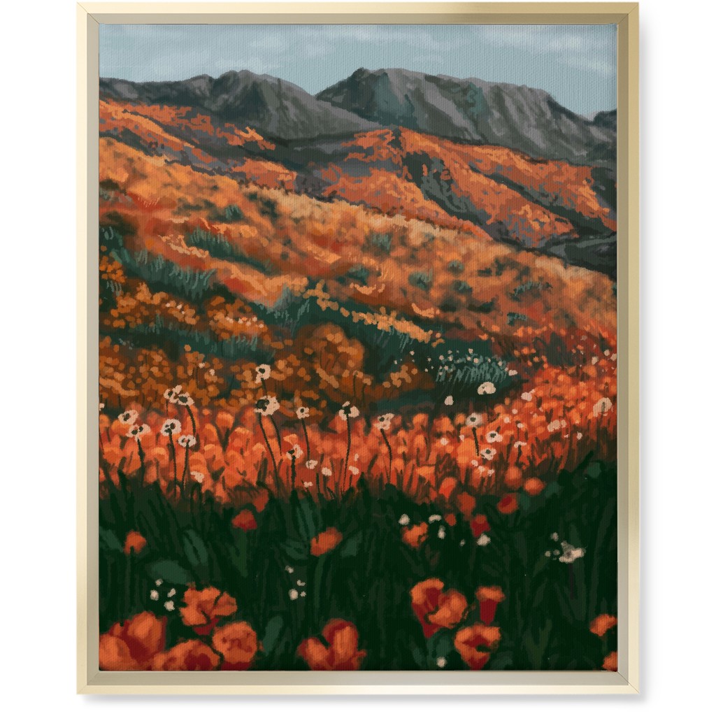 Field of Flowers - Orange and Multi Wall Art, Gold, Single piece, Canvas, 16x20, Orange, Orange