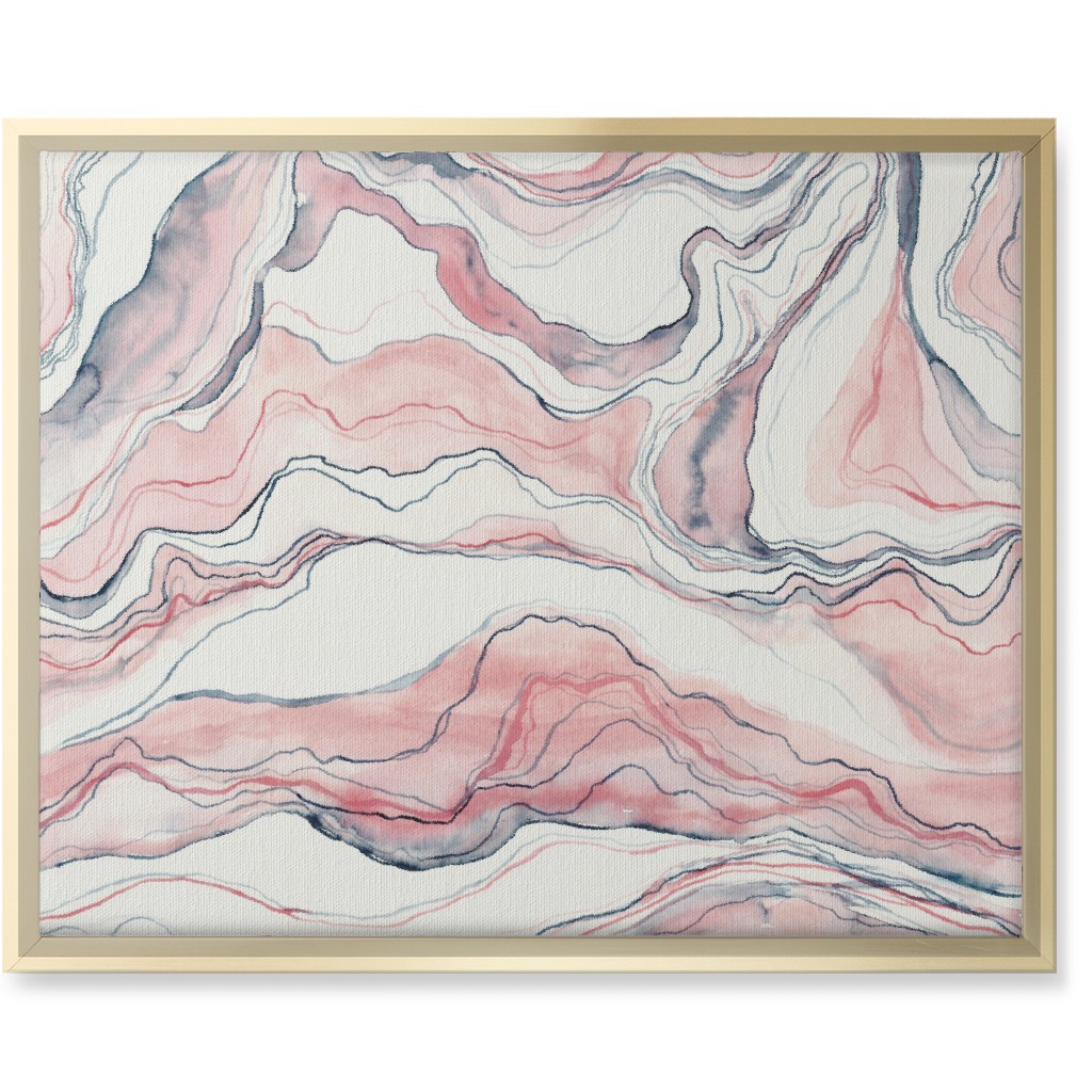 Watercolor Marble Wall Art, Gold, Single piece, Canvas, 16x20, Pink, Quartz