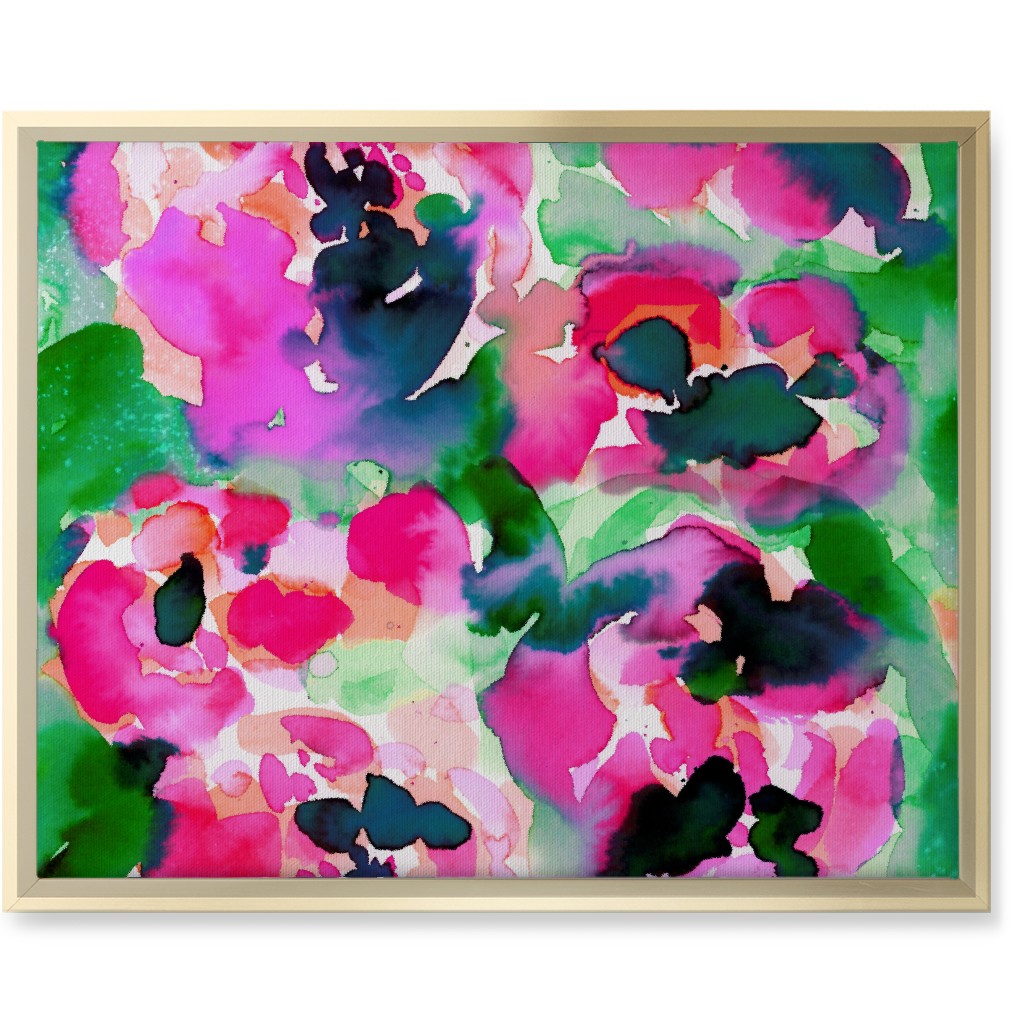 Abstract Flora Watercolor - Multi Wall Art, Gold, Single piece, Canvas, 16x20, Multicolor