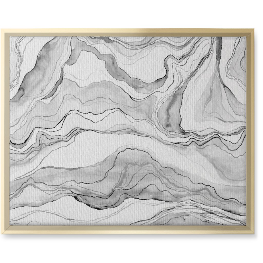 Watercolor Marble Wall Art, Gold, Single piece, Canvas, 16x20, Gray