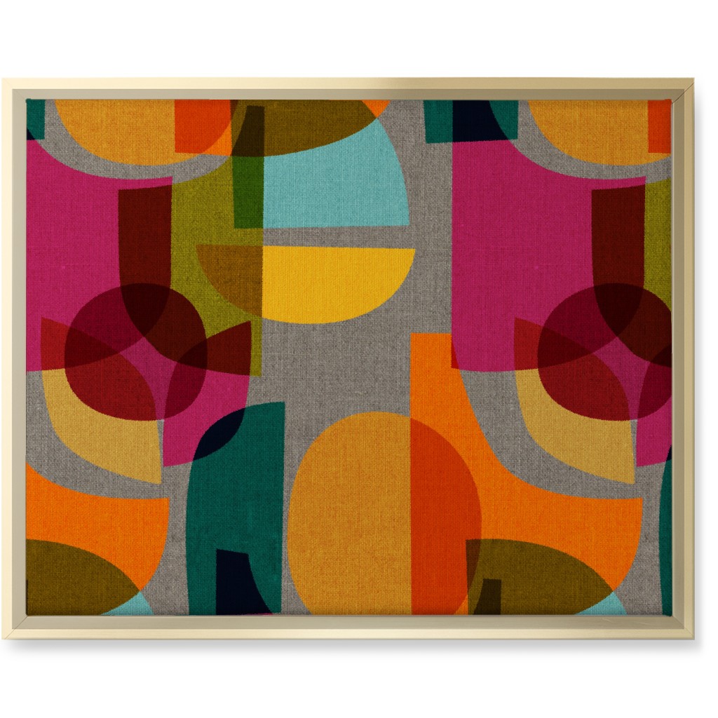 Mid Century Kaleidoscope Wall Art, Gold, Single piece, Canvas, 16x20, Multicolor