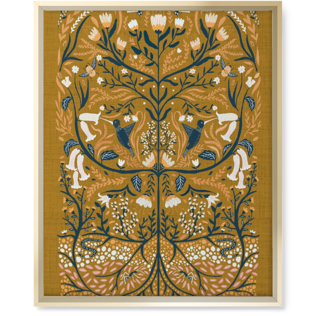 Ecosystems, Folk Art - Orange Wall Art, Gold, Single piece, Canvas, 16x20, Orange