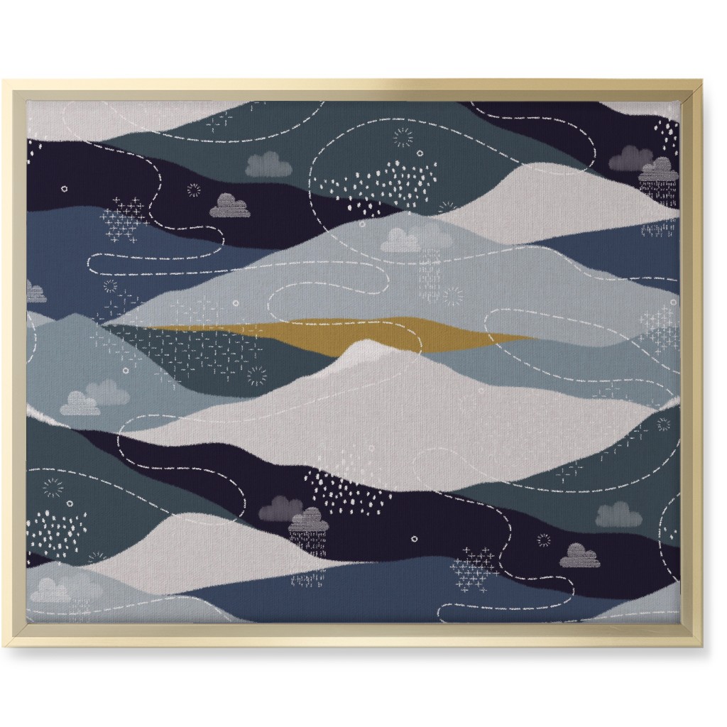 Ever Blue Mountains Wall Art, Gold, Single piece, Canvas, 16x20, Blue, True Blue