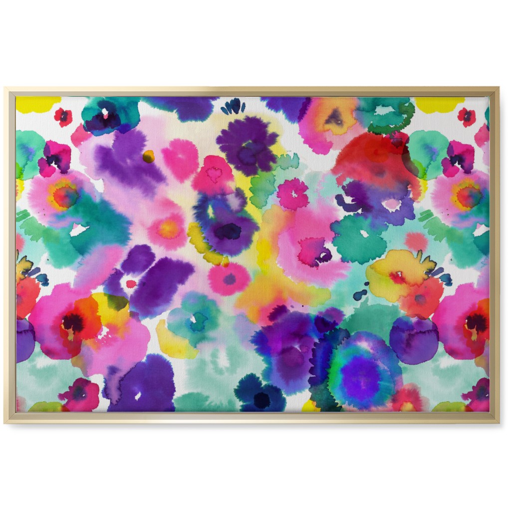 Abstract Floral Watercolor - Multi Wall Art, Gold, Single piece, Canvas, 20x30, Multicolor