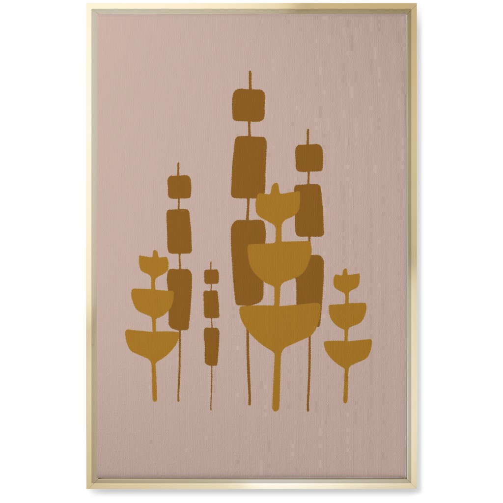 Cattail & Pods Wall Art, Gold, Single piece, Canvas, 20x30, Pink