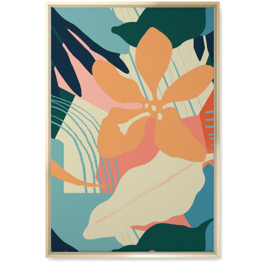 Abstract Magnolia - Multi Wall Art, Gold, Single piece, Canvas, 20x30, Multicolor