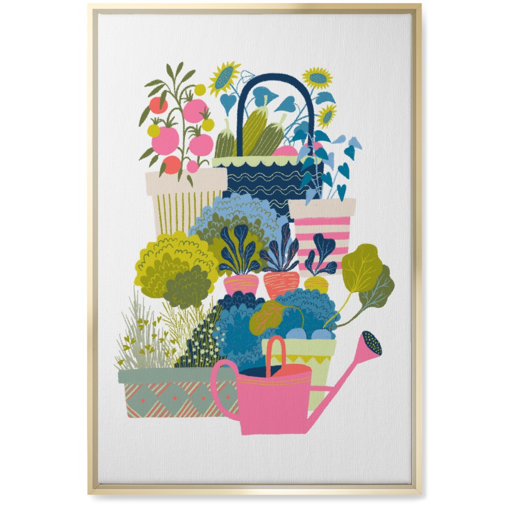 Growing Herbs and Flower Gardens - Multi Wall Art, Gold, Single piece, Canvas, 20x30, Multicolor