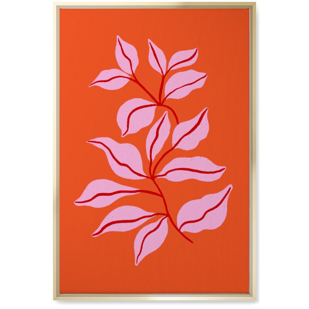 Leaf Dance - Red and Pink Wall Art, Gold, Single piece, Canvas, 20x30, Red