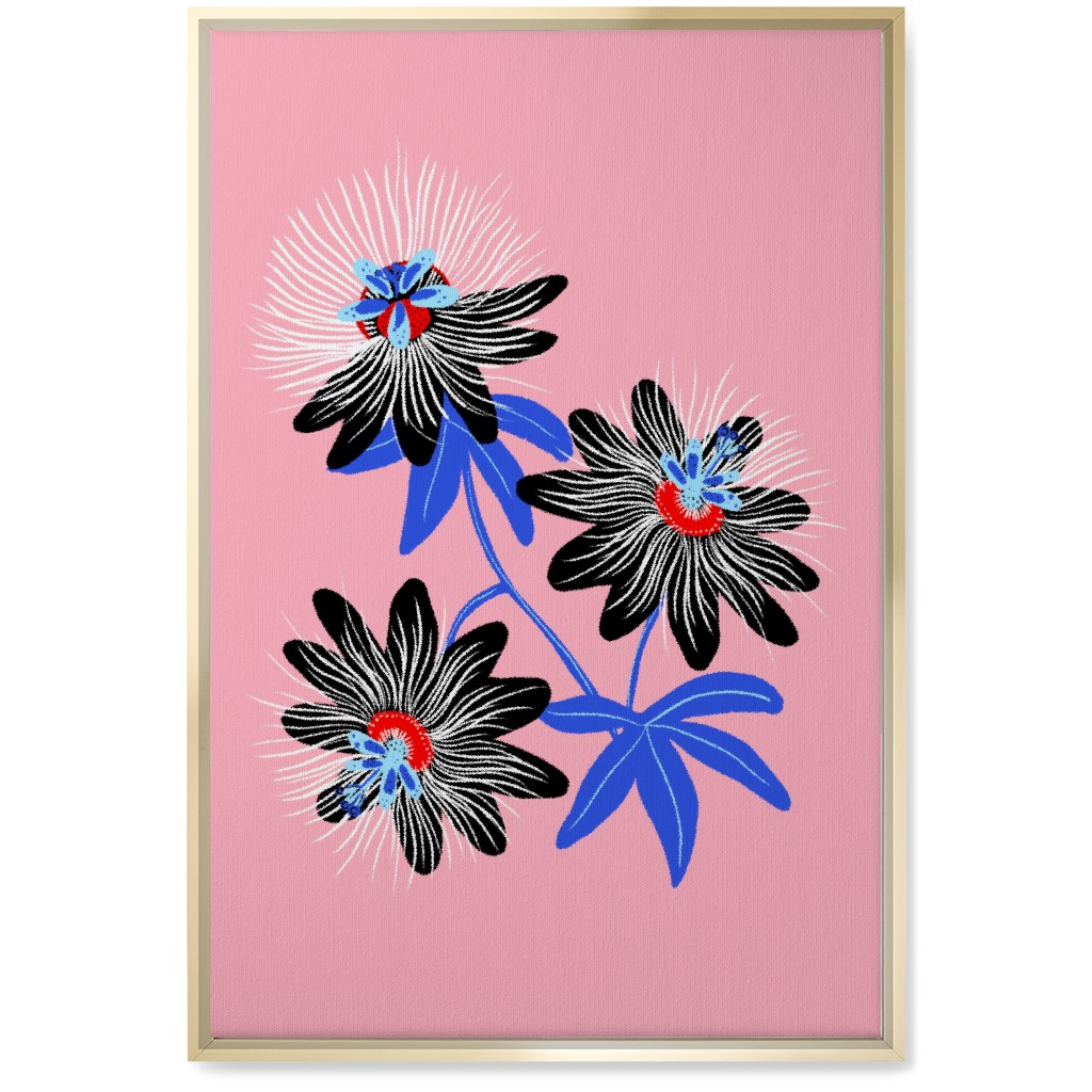 Passion Flower - Multi on Pink Wall Art, Gold, Single piece, Canvas, 20x30, Pink