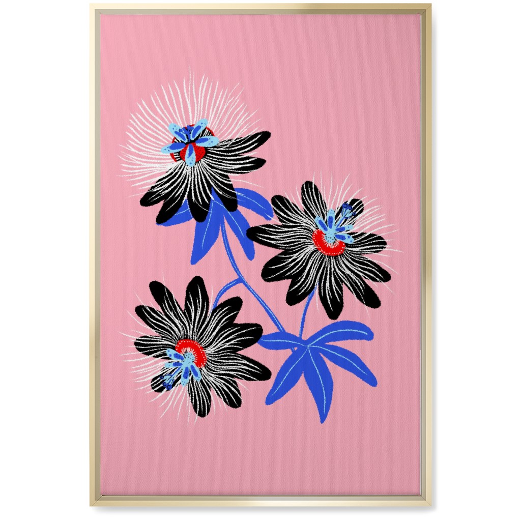 Passion Flower - Multi on Pink Wall Art, Gold, Single piece, Canvas, 20x30, Pink, Bright Pink
