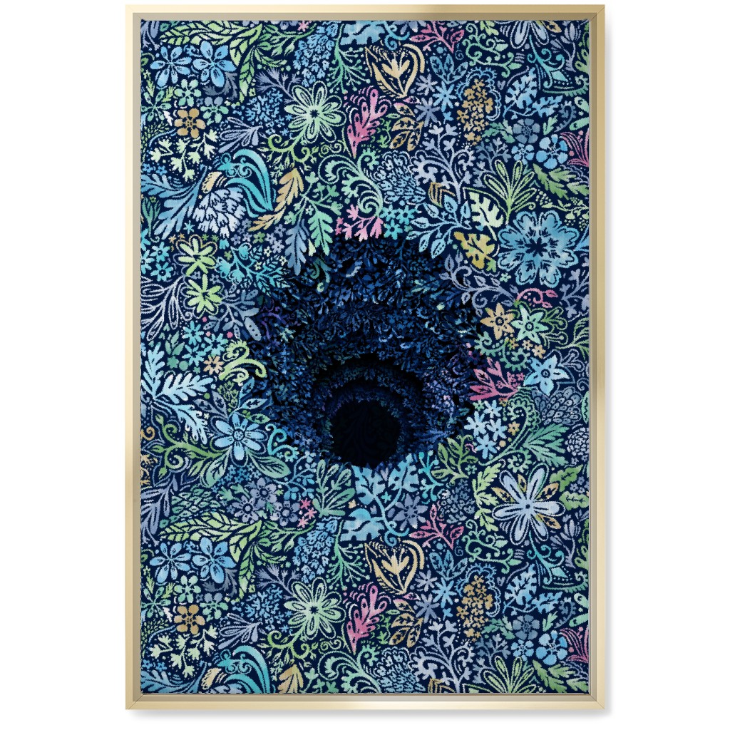 Deep Down Colorful Floral Abstract Wall Art, Gold, Single piece, Canvas, 20x30, Blue, Oasis