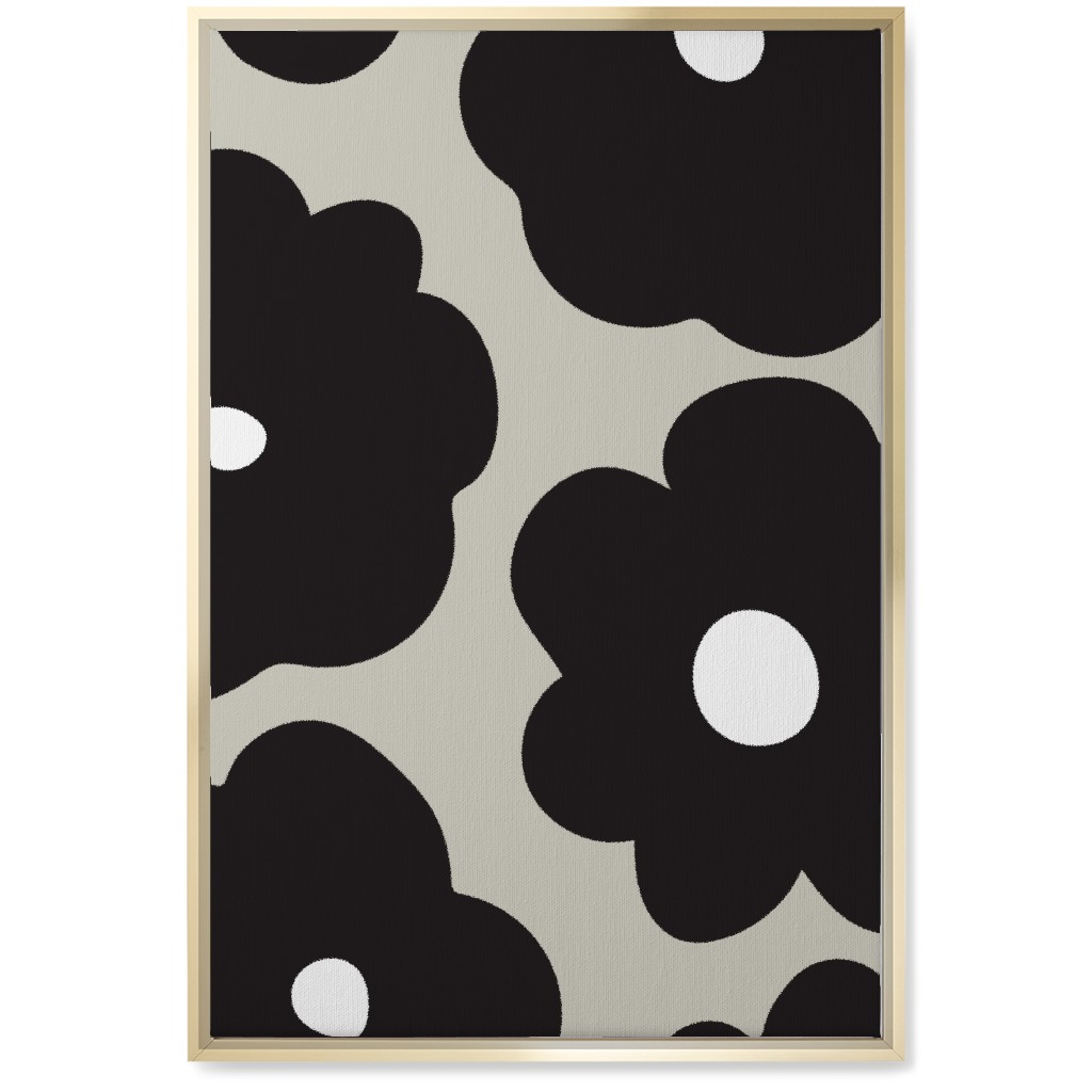 Mod Chubby Floral - Black and Tan Wall Art, Gold, Single piece, Canvas, 20x30, Black