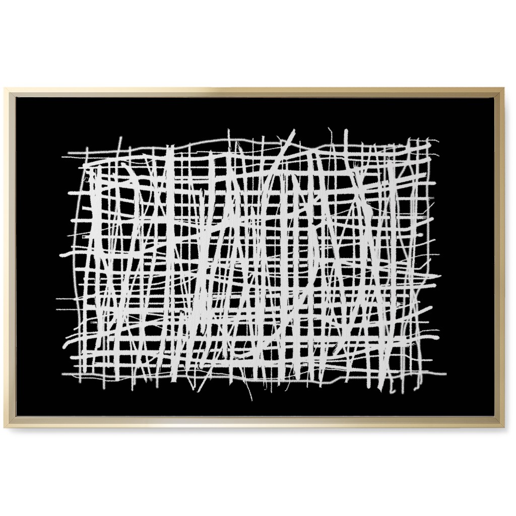 Woven Abstraction - White on Black Wall Art, Gold, Single piece, Canvas, 20x30, Black