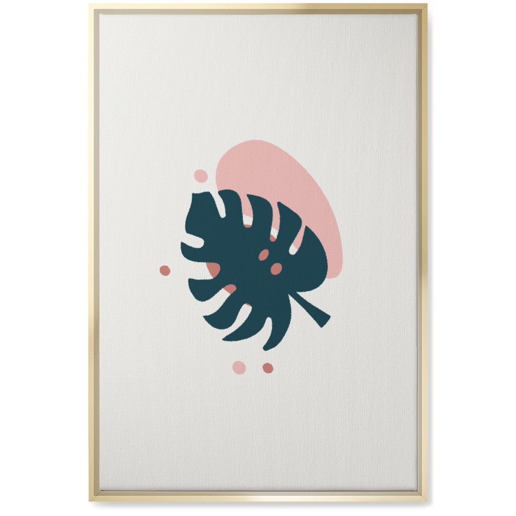 Shapes and Fern Leaf Iii Wall Art, Gold, Single piece, Canvas, 20x30, Pink