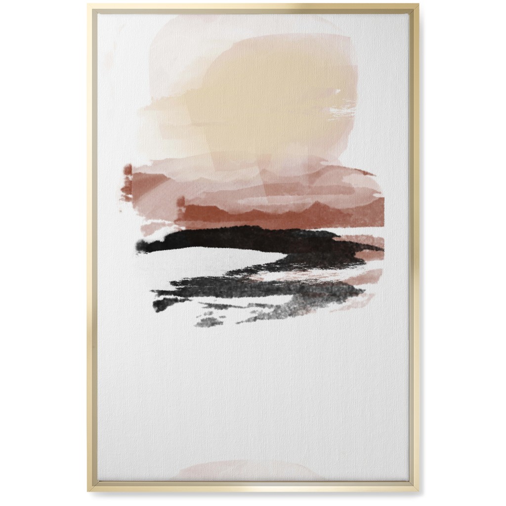 Abstract Sunset - Multi Wall Art, Gold, Single piece, Canvas, 20x30, Pink, Bright Pink