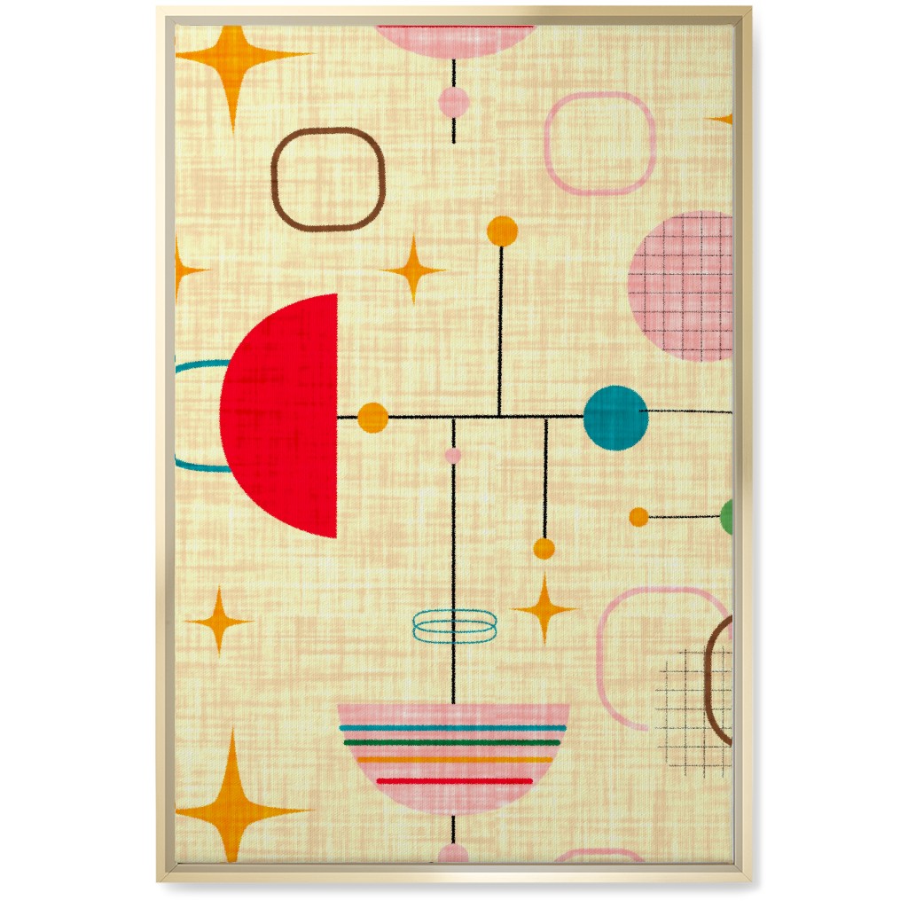 Atomic Umbrellas - Light Wall Art, Gold, Single piece, Canvas, 20x30, Multicolor