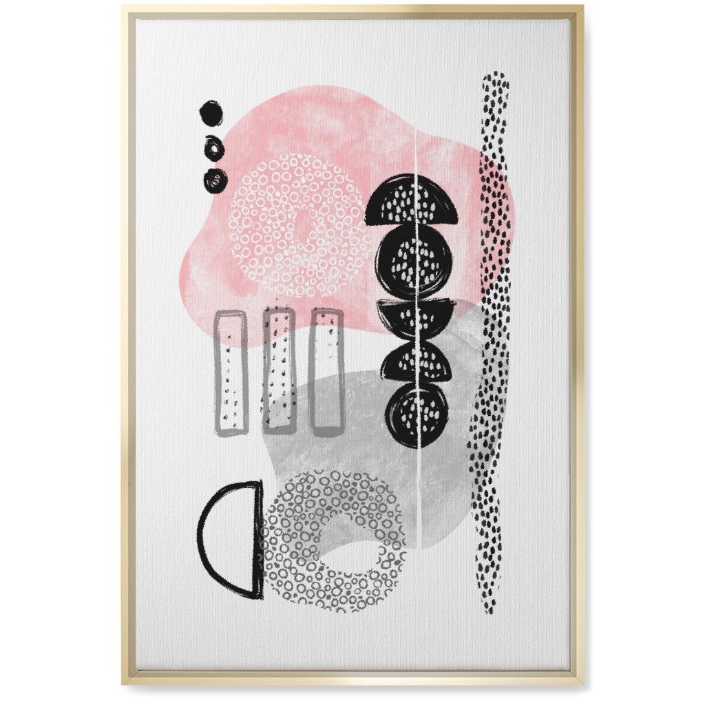 Feminene Abstract - Gray and Pink Wall Art, Gold, Single piece, Canvas, 20x30, Pink
