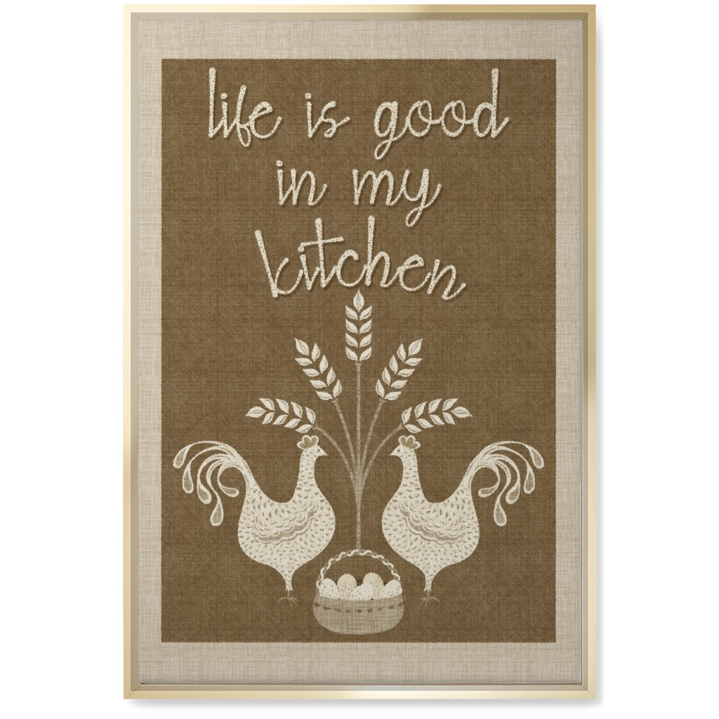 in My Kitchen Vintage Chickens - Brown Wall Art, Gold, Single piece, Canvas, 20x30, Brown, Brown