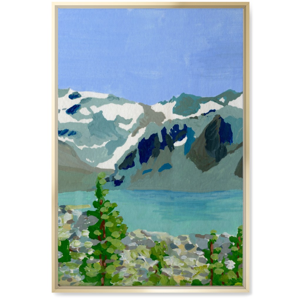 Wedgemount Lake Painting Wall Art, Gold, Single piece, Canvas, 20x30, Blue
