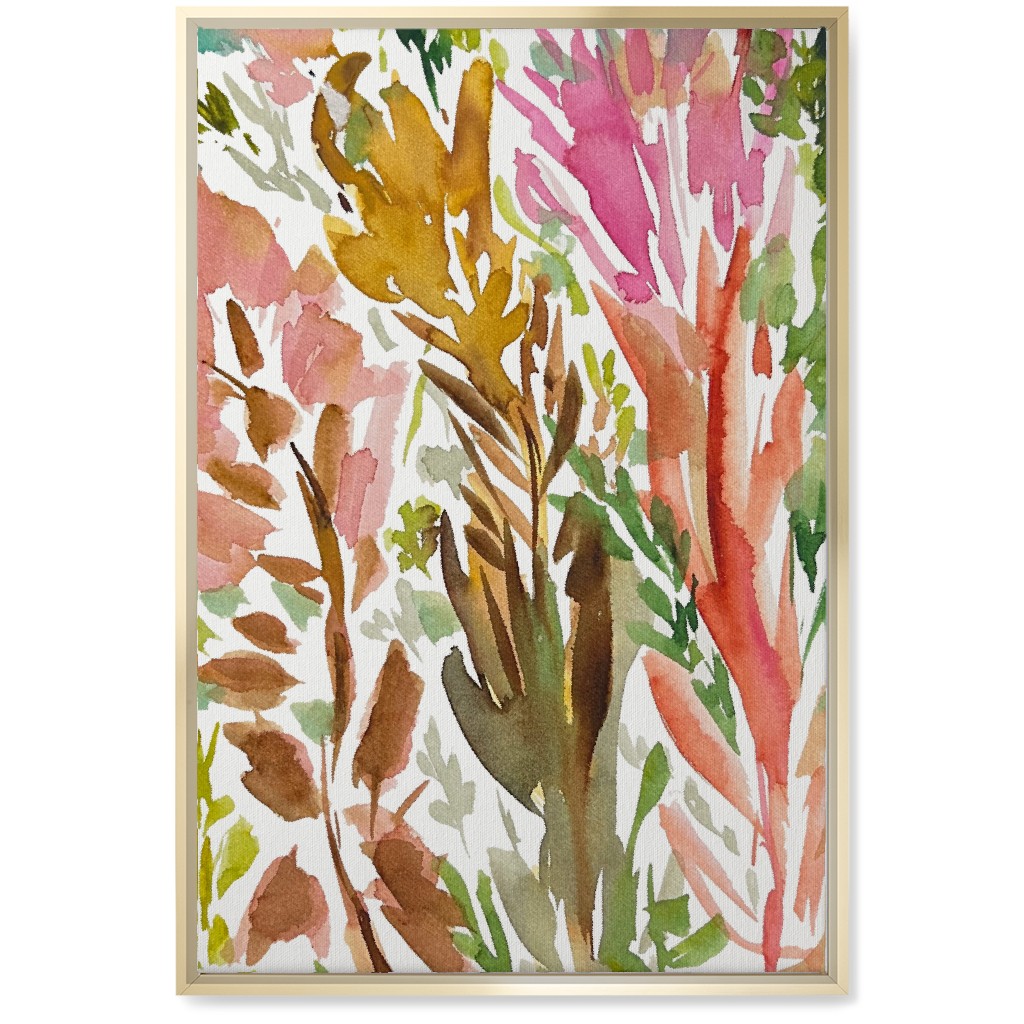Abstract Garden - Pink Wall Art, Gold, Single piece, Canvas, 20x30, Multicolor
