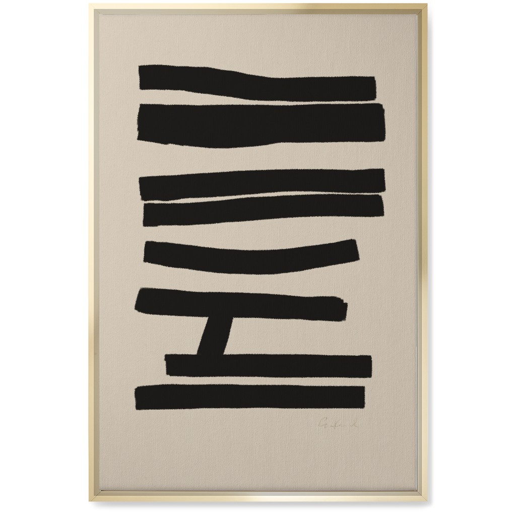 Bold Abstract Stripes Wall Art, Gold, Single piece, Canvas, 20x30, Black, Wheat