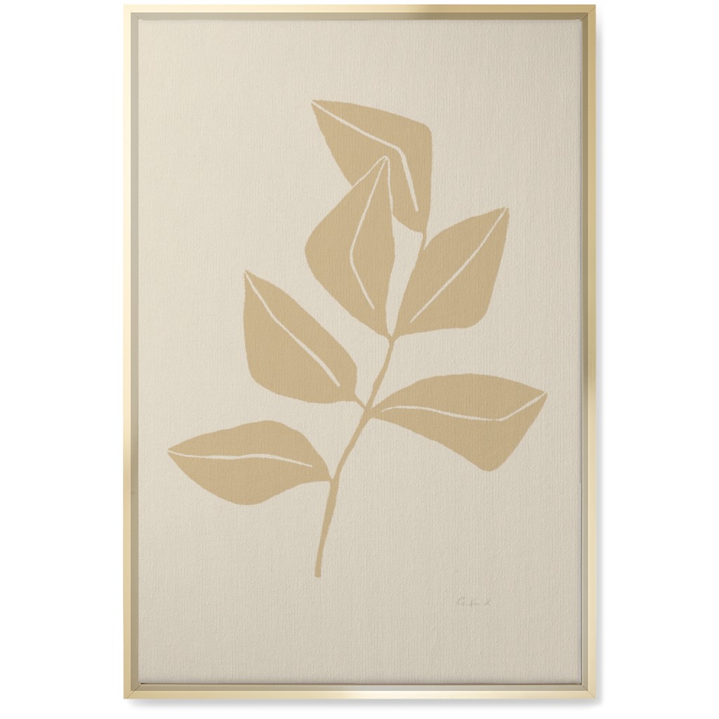 Ficus Botanical - Neutral Wall Art, Gold, Single piece, Canvas, 20x30, Beige, Pearl