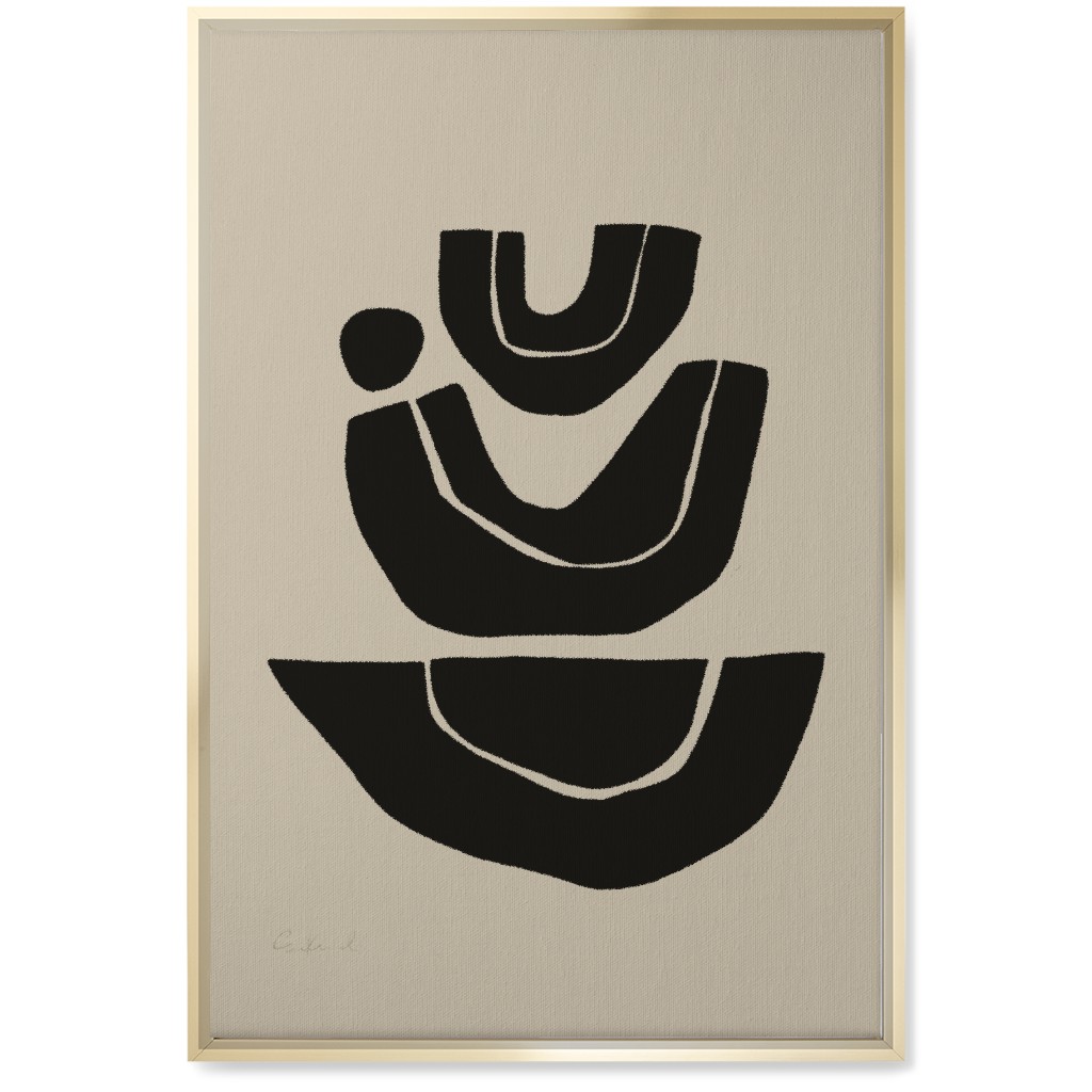 Geometric Abstract Stack Iii Wall Art, Gold, Single piece, Canvas, 20x30, Black