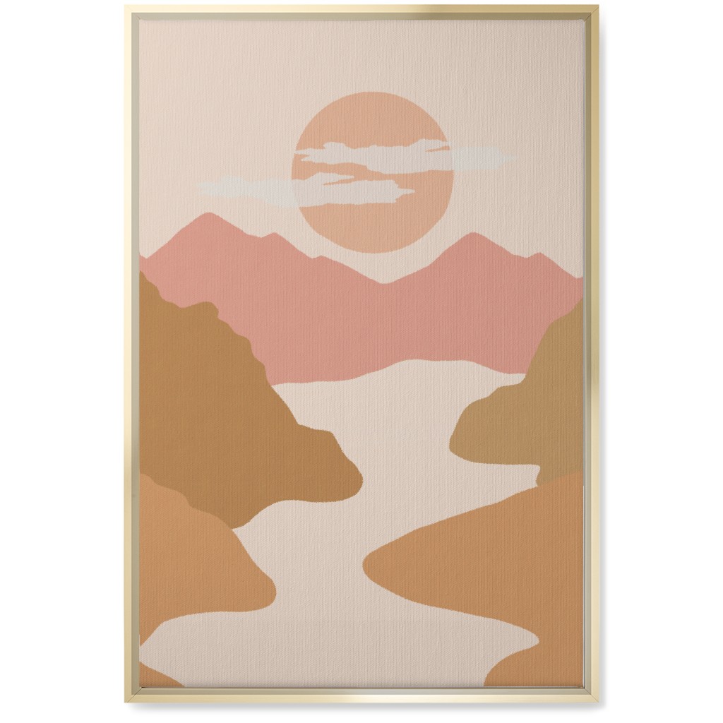 Abstract Valley Landscape - Neutral Wall Art, Gold, Single piece, Canvas, 20x30, Orange