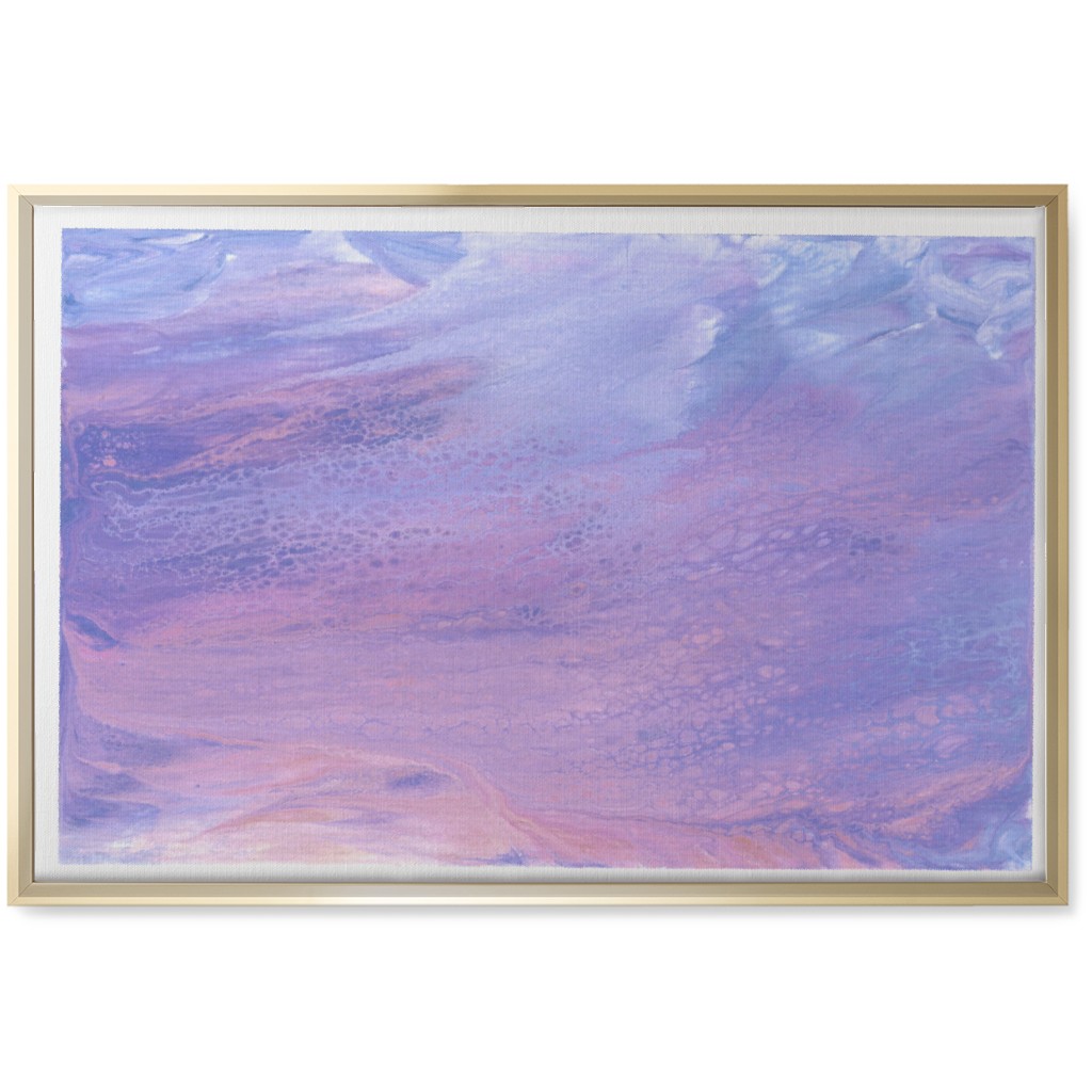 Acrylic Pour Sunset - Purple Wall Art, Gold, Single piece, Canvas, 20x30, Purple