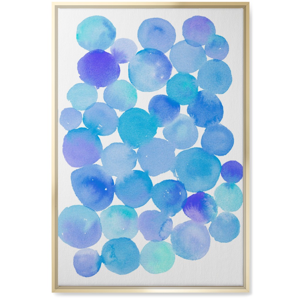 Watercolor Circles Wall Art, Gold, Single piece, Canvas, 20x30, Blue, Pool