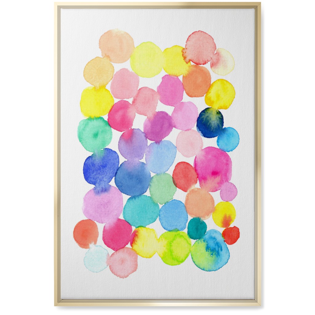 Watercolor Circles Wall Art, Gold, Single piece, Canvas, 20x30, Multicolor, Bright Pink