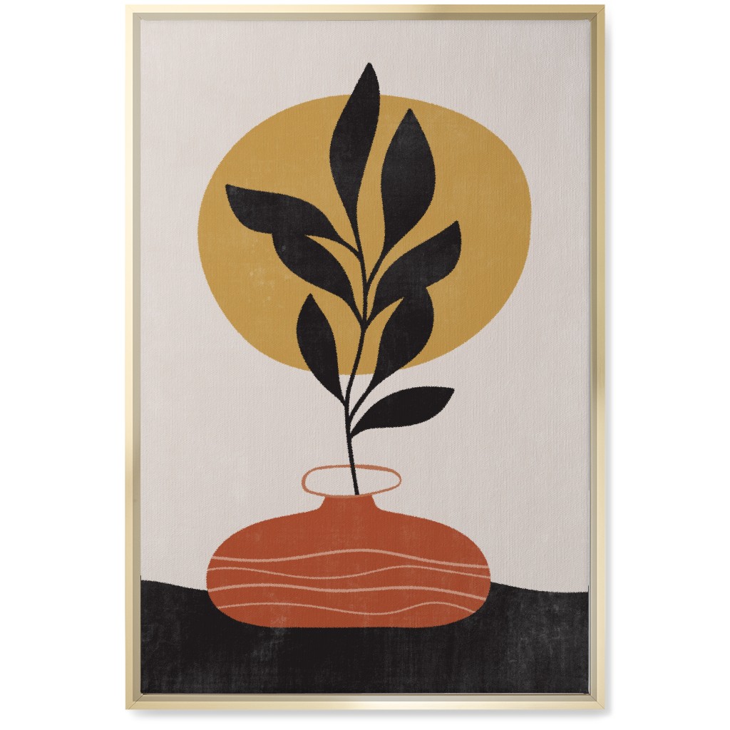Earthen Vase - Terracotta Wall Art, Gold, Single piece, Canvas, 20x30, Orange