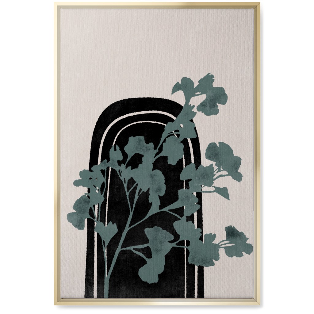 Modern Garden Archway - Green and Ivory Wall Art, Gold, Single piece, Canvas, 20x30, Green