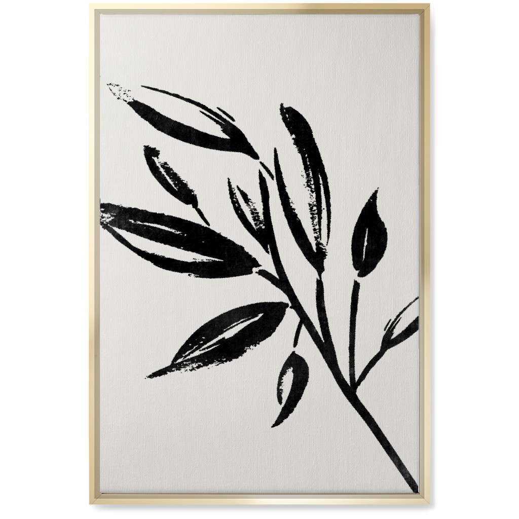 Zen Brush - Black and Beige Wall Art, Gold, Single piece, Canvas, 20x30, Gray, Gray