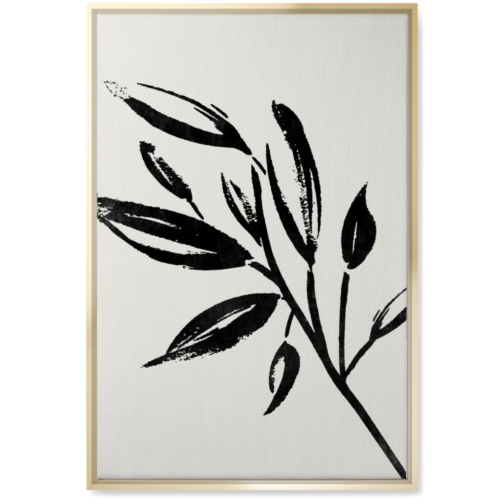 Zen Brush - Black and Beige Wall Art, Gold, Single piece, Canvas, 20x30, Gray