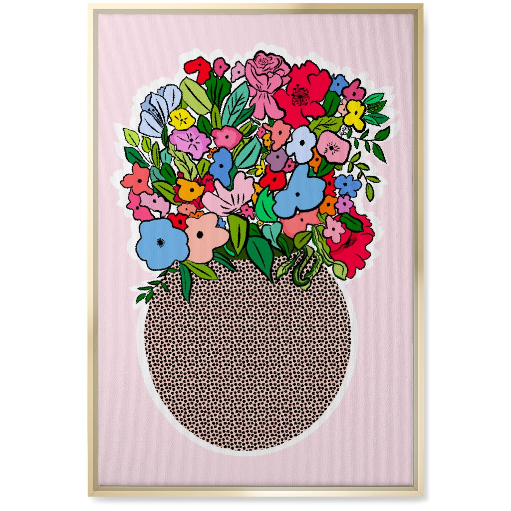 Pretty Happy - Multi on Pink Wall Art, Gold, Single piece, Canvas, 20x30, Pink