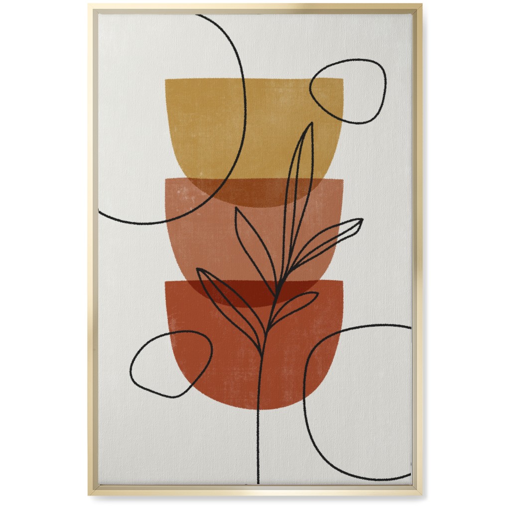 Abstract Leaf Stack - Terracotta and Ivory Wall Art, Gold, Single piece, Canvas, 20x30, Brown