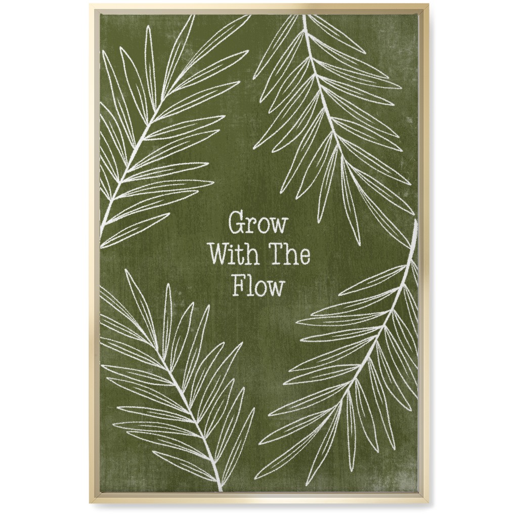 Grow With the Flow - Green Wall Art, Gold, Single piece, Canvas, 20x30, Green, Classic Green