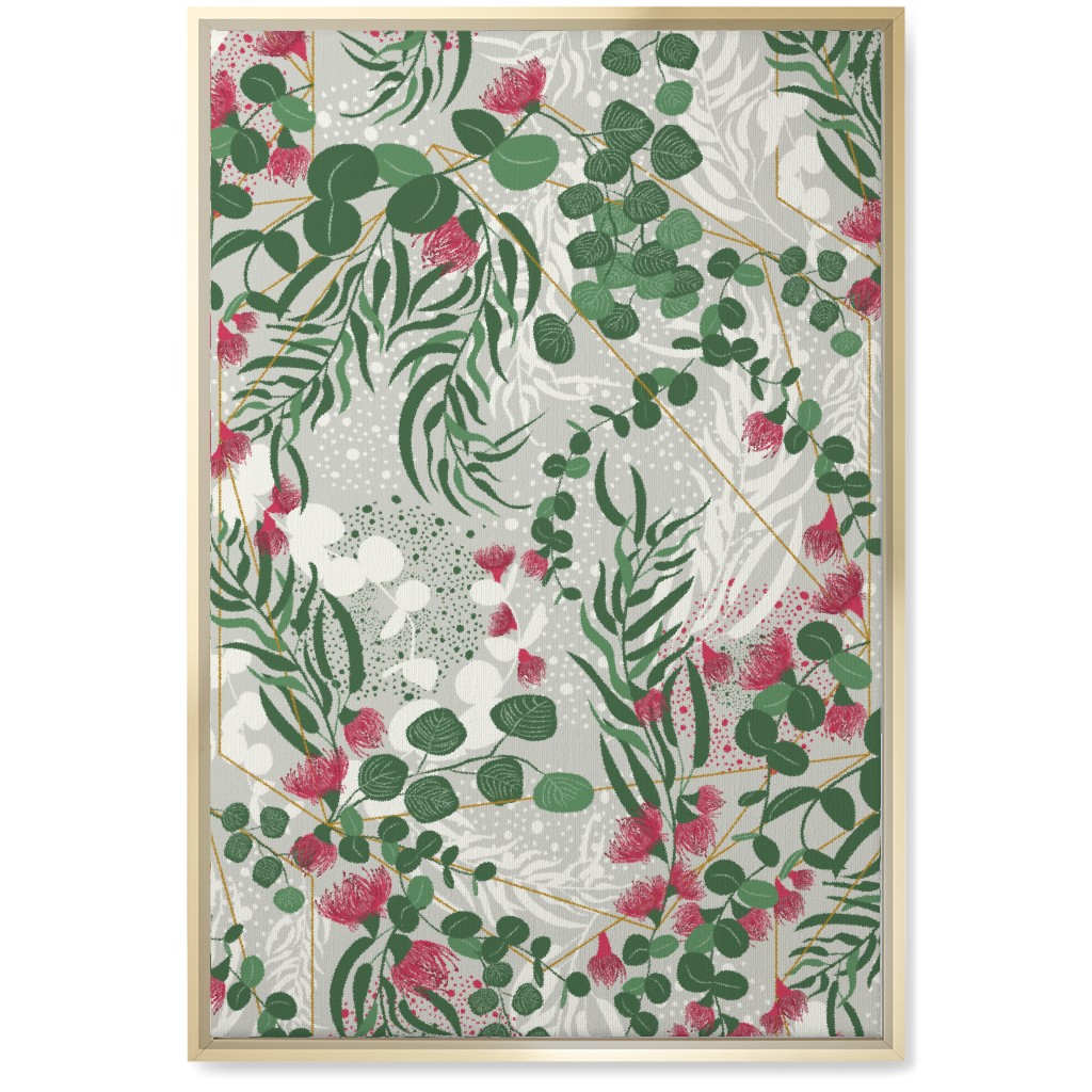 Eucalyptus - Green on Beige Wall Art, Gold, Single piece, Canvas, 20x30, Green, Classic Green