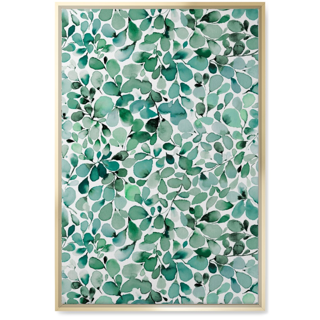 Little Leaves Eucalyptus Foliage - Green Wall Art, Gold, Single piece, Canvas, 20x30, Green