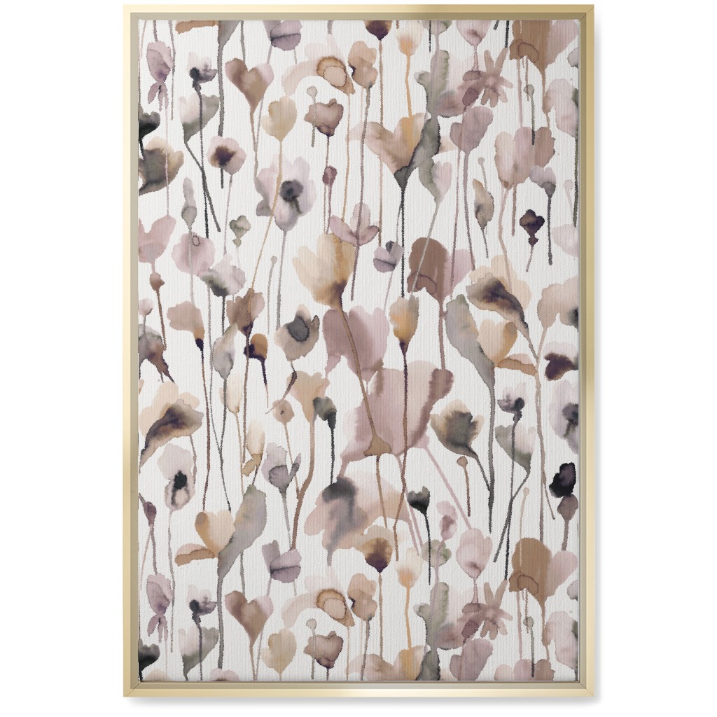 Watercolor Wild Rustic Flowers - Neutral Wall Art, Gold, Single piece, Canvas, 20x30, Brown
