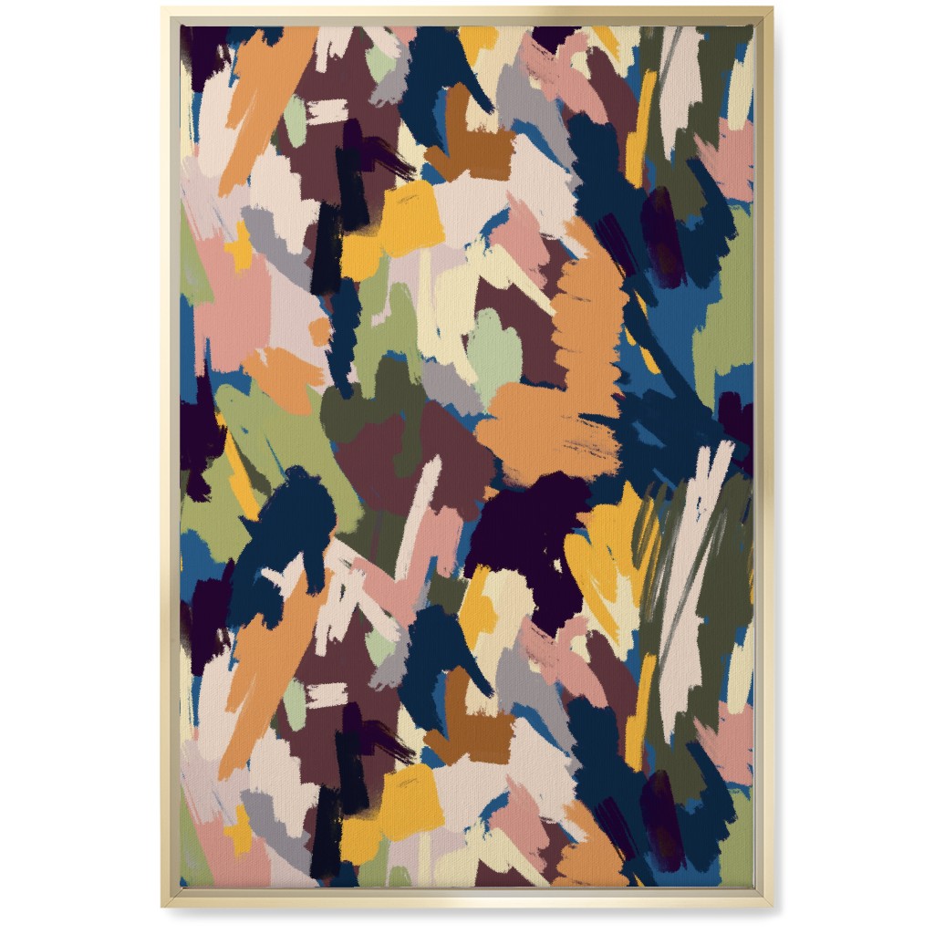 Abstract Scratches - Multi Wall Art, Gold, Single piece, Canvas, 20x30, Multicolor