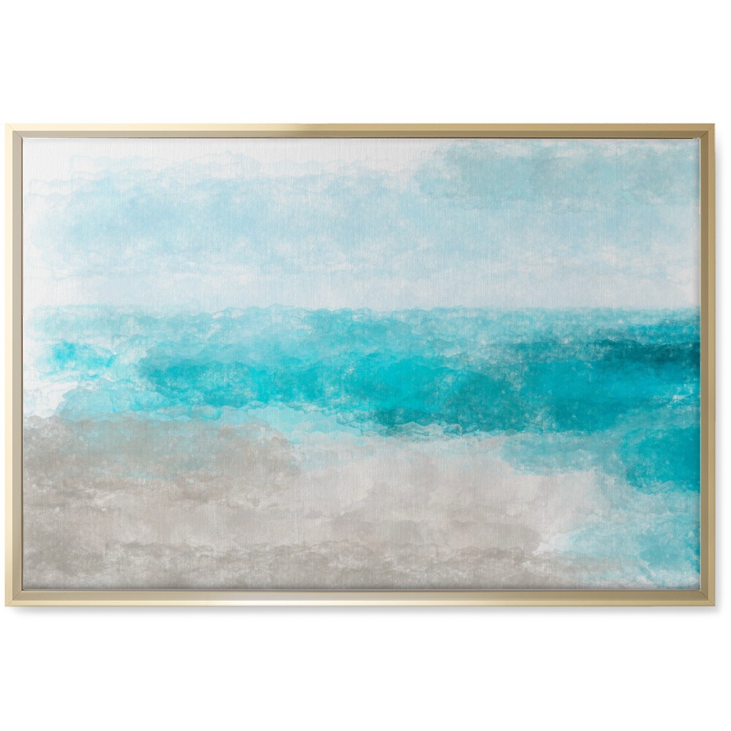 Beach Painting - Blue and Tan Wall Art, Gold, Single piece, Canvas, 20x30, Blue