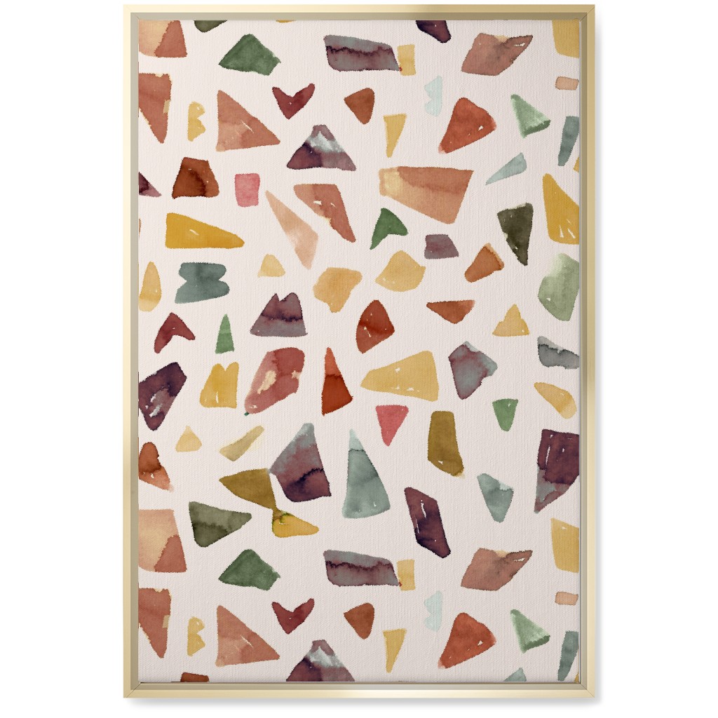 Watercolor Terrazzo - Neutral Wall Art, Gold, Single piece, Canvas, 20x30, Beige, Pearl