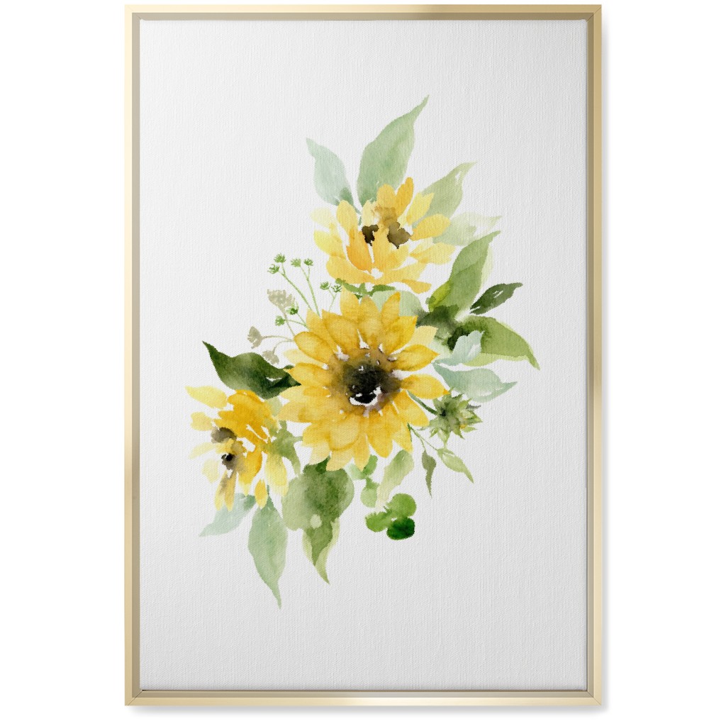 Sunflowers Watercolor - Yellow Wall Art, Gold, Single piece, Canvas, 20x30, Yellow, Classic Yellow