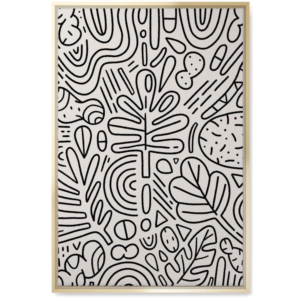 Doodles - Black and Beige Wall Art, Gold, Single piece, Canvas, 20x30, Beige