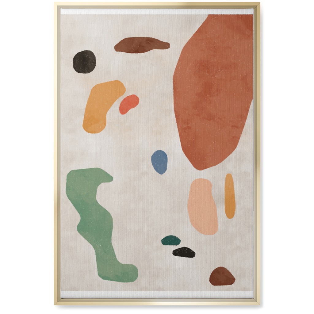 Organic Thin Shapes - Multi Wall Art, Gold, Single piece, Canvas, 20x30, Multicolor